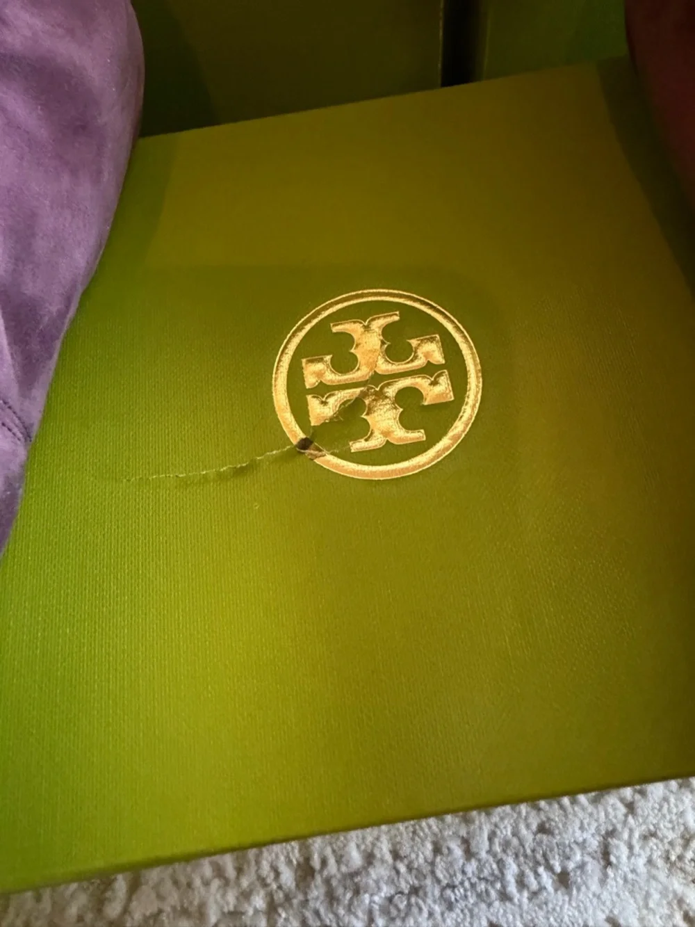 Tory Burch Plum Suede Logo Ballet Flats